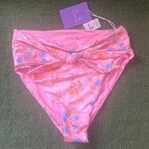 Kitty & Vibe Pink high waisted bikini bottoms with floral print; NWT; Small 2